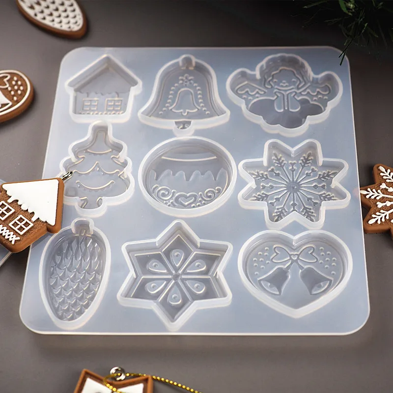 Christmas DIY Crystal Epoxy Mold Christmas Tree Snowflake Elk Pendant Silicone Mold Keychain Listing Jewelry Silicone resin 3d