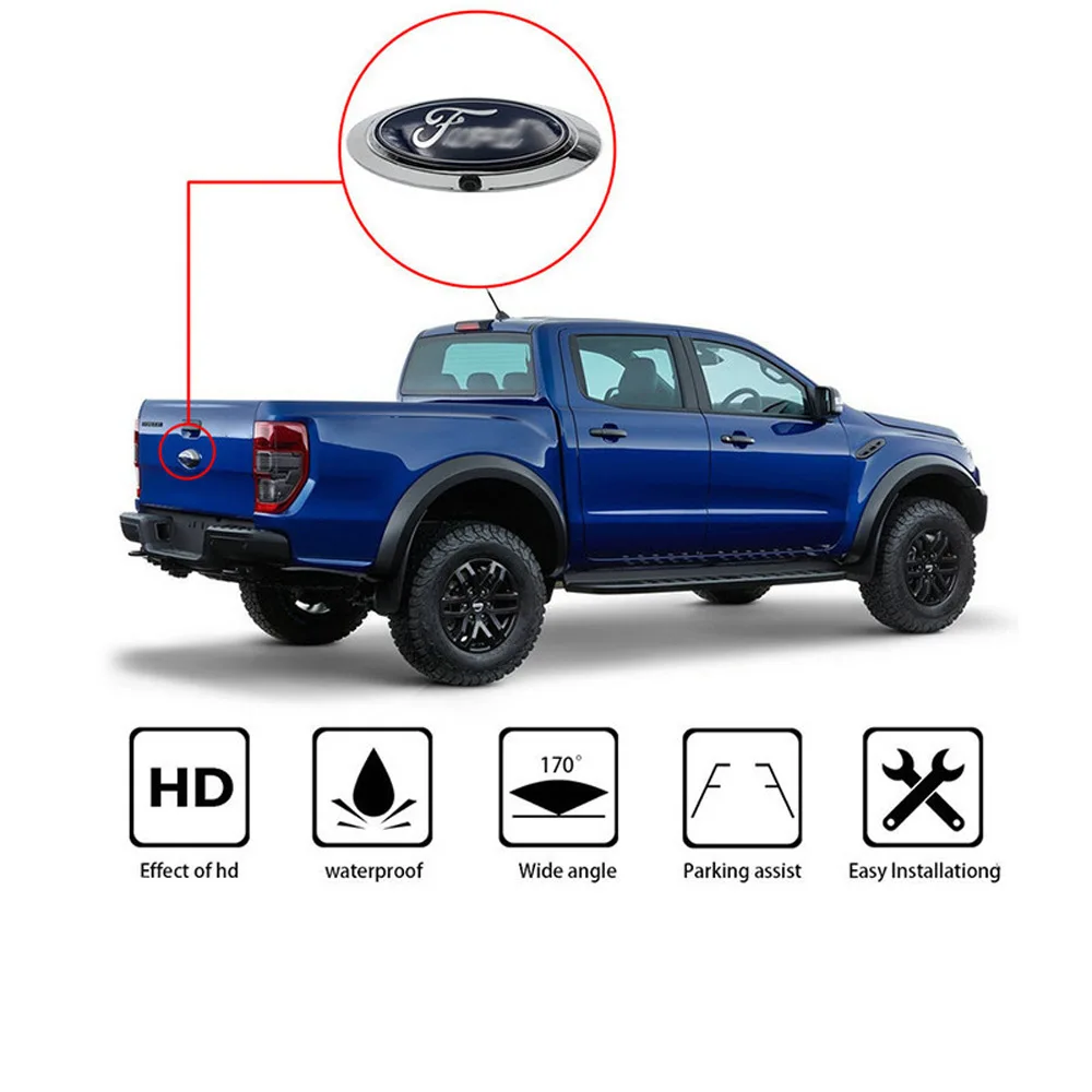 For Ford Car Logo Camera Dual Switch NTSC HD Rear View Parking System Reversing Camera for Ford Ranger T6 T7 T8 XLT 2012-2019