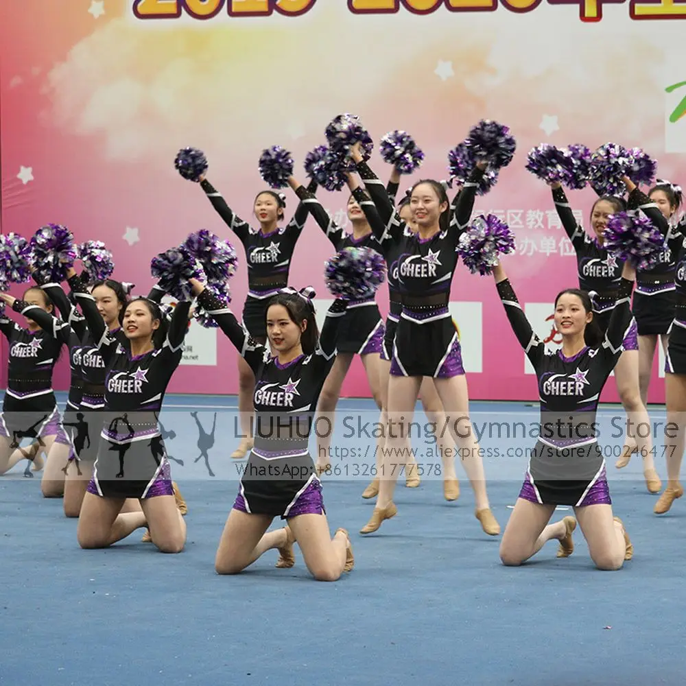 Cheerleading Uniforms Girls Aerobics Competition Figure Skating Dress Teens Kids Rhythmic Unitards Varsity Fancy Dress Uniform