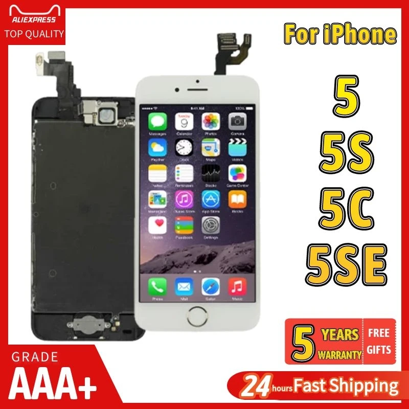 AAA LCD Display For iPhone 5 5C 5S SE 5SE Screen Full Set Touch Digitizer Complete Assembly Replacement+Front Camera+Home Button