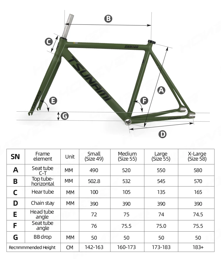 TSUNAMI SNM100 Bike Frame Aluminum Alloy Fixed Gear Frameset Bicycle Frame Fixie Cycling Parts  49cm 52cm 55cm 58cm