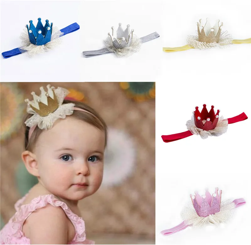 Hot sale children's three-dimensional princess crown headband girls sweet mesh gauze crown headdress baby hair accessories