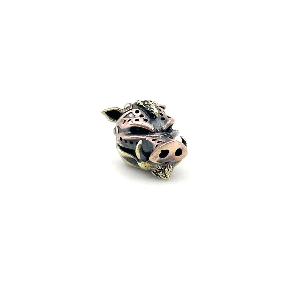 Pig Head Knife Beads EDC Wear Paracord Tools Brass Copper Lanyard Pendants Animal Style Key Rings Zipper DIY Accessories