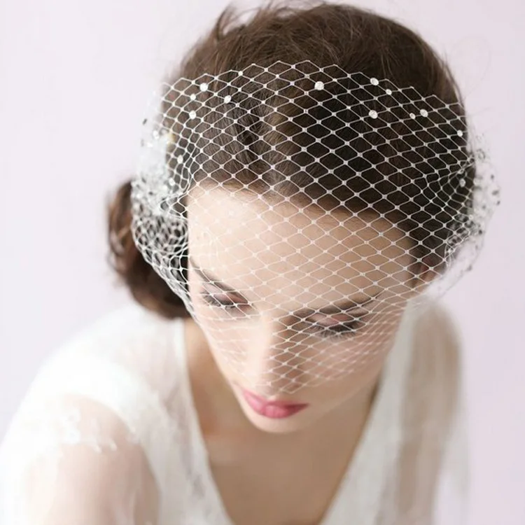 Classic Birdcage Wedding veil White Ivory Rhinestone Beads Cage Veil Evening Party Voile Mariage вуаль на лицо