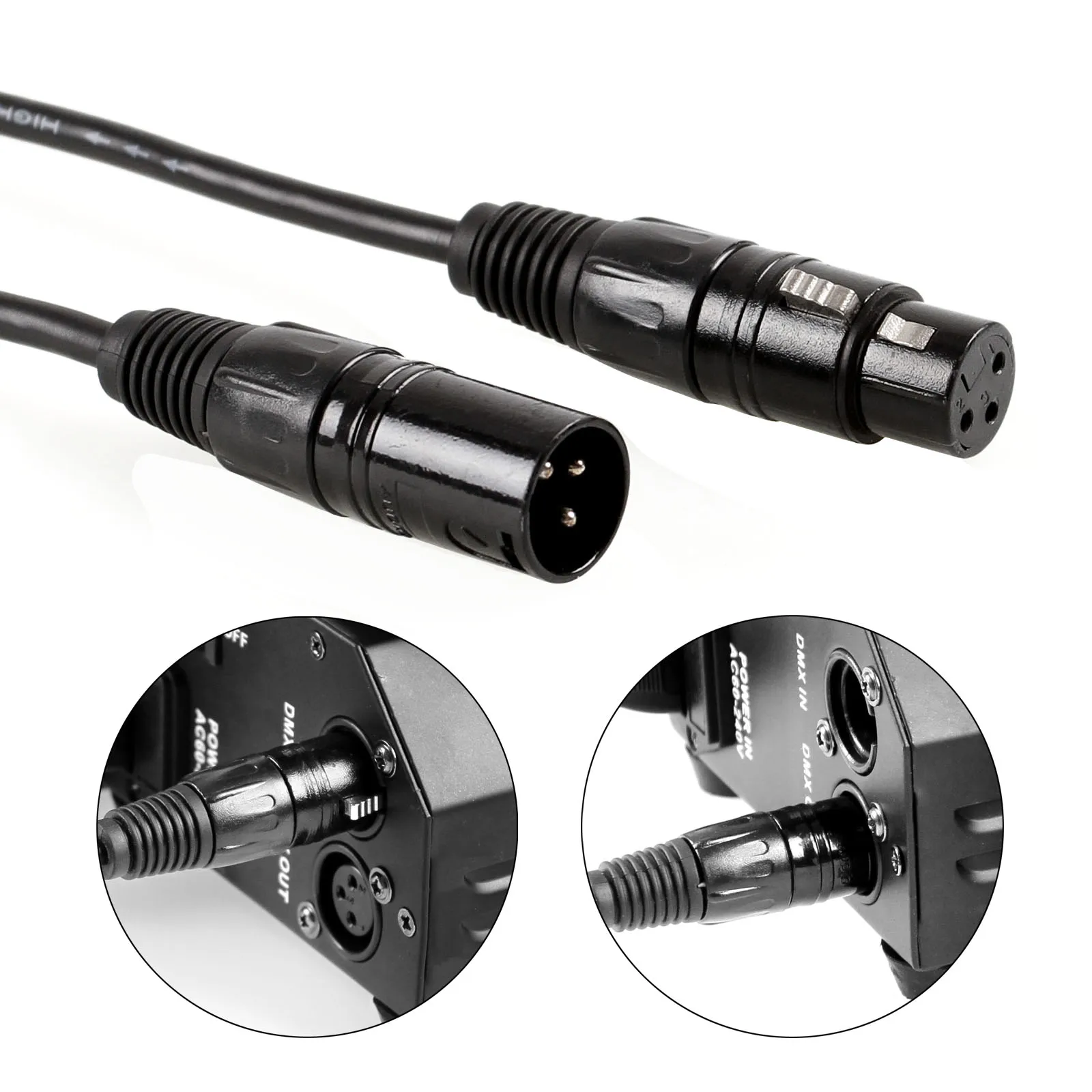 Pacote de 16 pces preto 1m/2m 3pin xlr cabo premium xlr masculino para xlr fêmea microfone blindado cabo m/f cabo de áudio dmx512