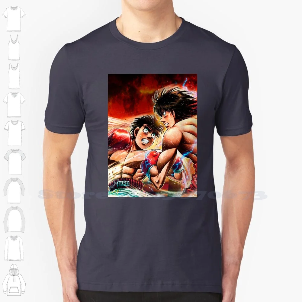 100% Cotton T-Shirt Boxing Boxer Sleeve Anime Dempsey Roll Takamura Mamoru Aoki Kimura Being Miyata Gym