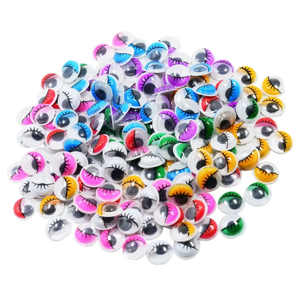 168x Assorted Color Googly Wiggly Eyelash Eyes SELF ADHESIVE DIY Crafts 12mm