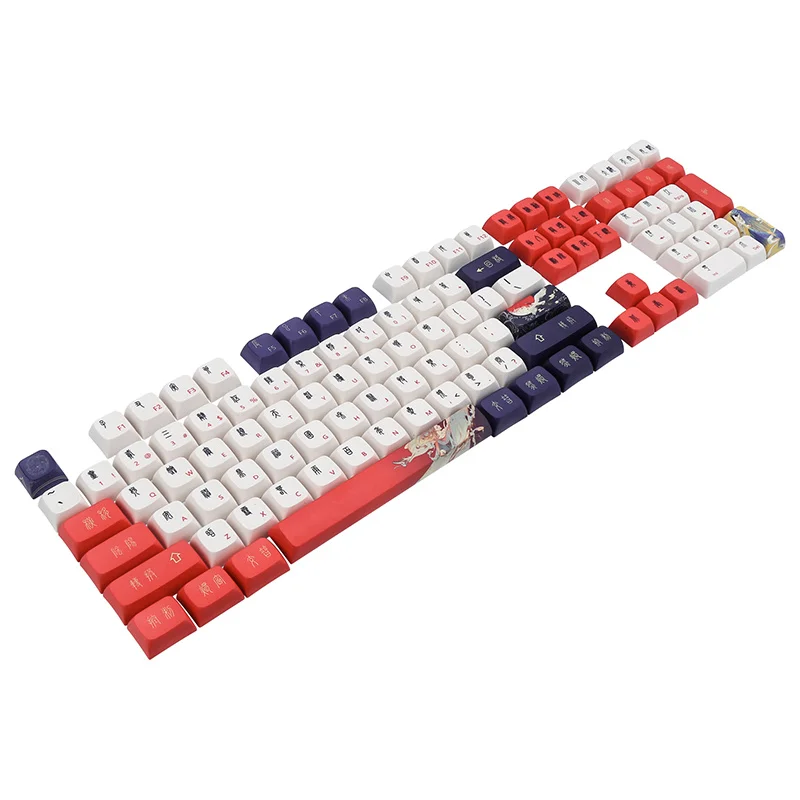 

108 Keys White Crane Theme PBT Keycap Set Cherry Profile Five-Sided Sublimation for 61/87104/108 Keycaps Mechanical Keyboards