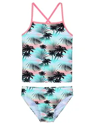 BAOHULU costume da bagno senza maniche con fionda per bambina adolescenti due pezzi costume da bagno con stampa Cocotree costume da bagno per bambini Rashguard Beachwear