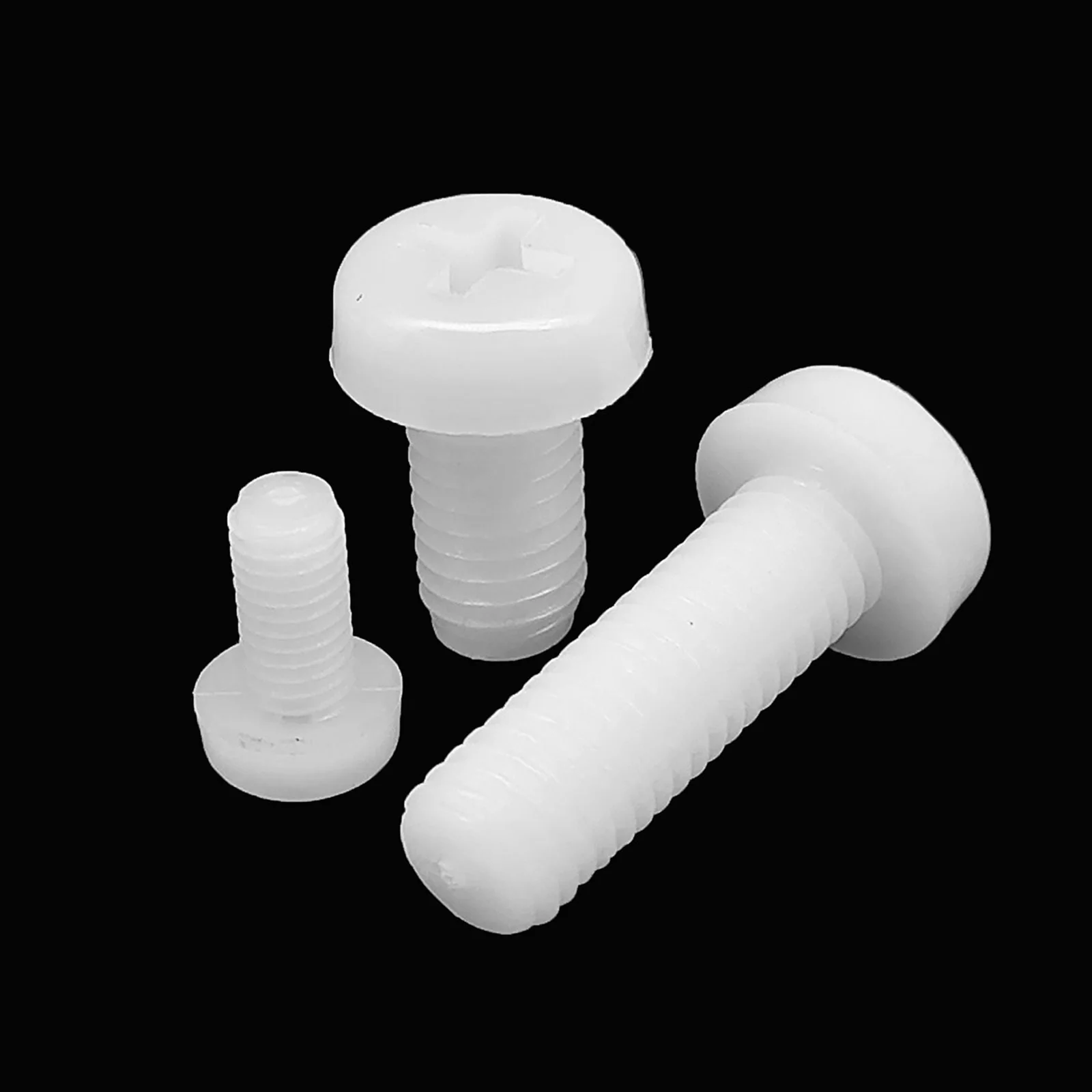 50pcs M2 M2.5 M3 M4 Dia=2-10mm White Color Nylon Plastic Insulated Cross Phillips Pan Round Head Bolt Screw