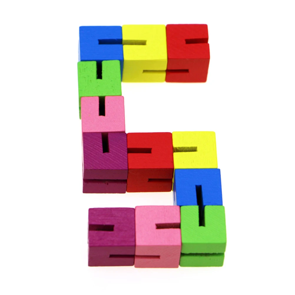 One colorful 12 section small cube string wooden building block children's educational toy adult children's decompression toy