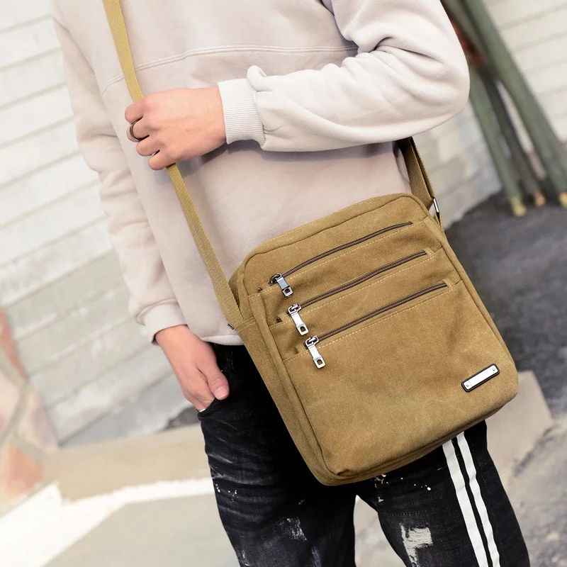 Men Canvas Shoulder Bags Casual Canvas Crossbody Bag Handbag  Messenger Bags Light Shopping Travel High Quality Shoulder Bags