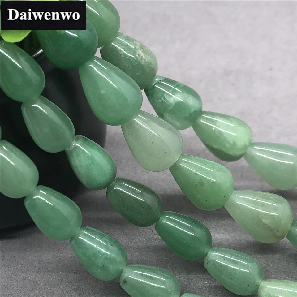 

Green Aventurine Jade Drop Beads Natural Loose Stone Diy for Necklace