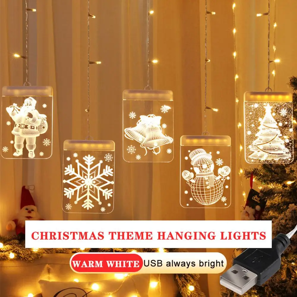 3D Festival Decoration Strings Light Merry Christmas Tree for Garden Home Wall Window Living Room Rattan Ball String Light Decor