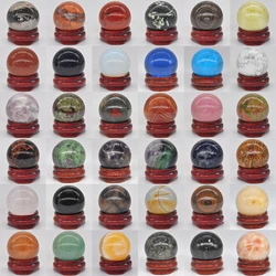 30MM Round Gemstone Ball Mineral Natural Healing Crystals And Stones Sphere Wicca Chakra Massage Globe Trinket Decor With Stand