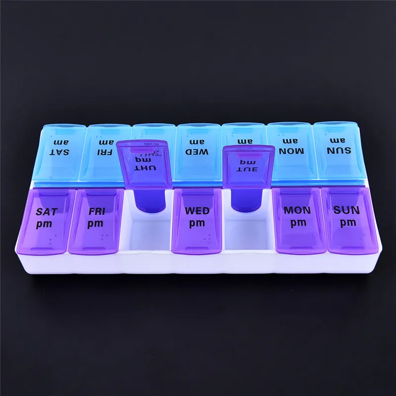 1PC 2 Row 14 Grids Medicine Storage Organizer Container Case Weekly 7 Days Tablet Pill Drug Box Holder Dispenser Health Care