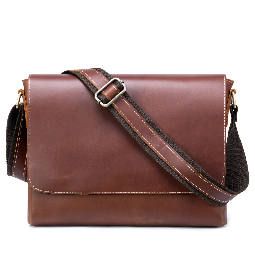 

Crazy Horse Leather Men Messenger Bag Genuine Leather Crossbody Bags Vintage Men's Shoulder Bag Cover Sling Satchels