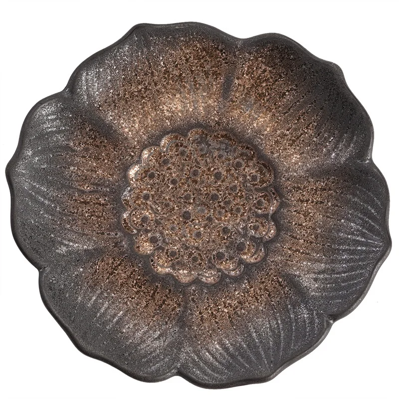 Lotus Incense Coaster Japanese Gilding Iron Glaze Vintage Ceramic Teacup Mat Cup Saucer Saucer Tea Ceremony Utensil Coasters
