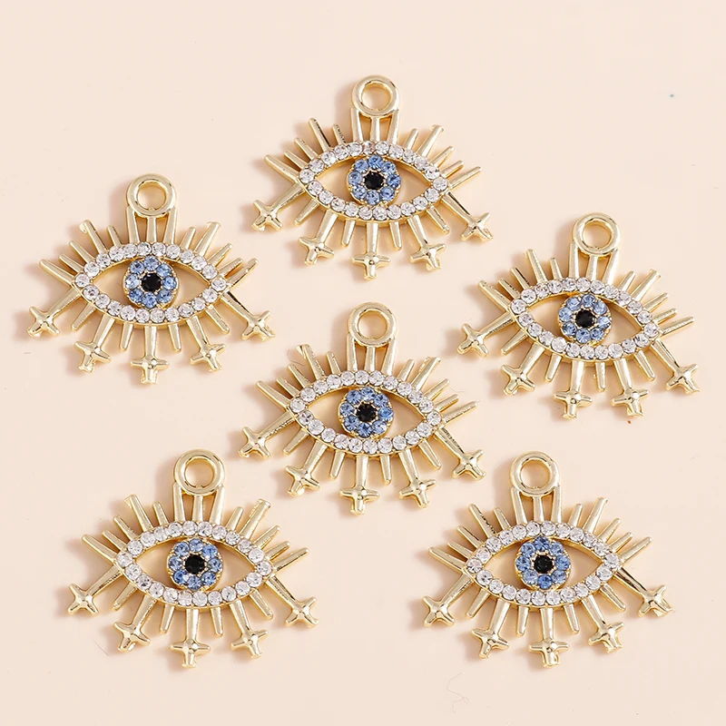 4pcs Antique Silver Evil Eye Charms for Jewellery Making