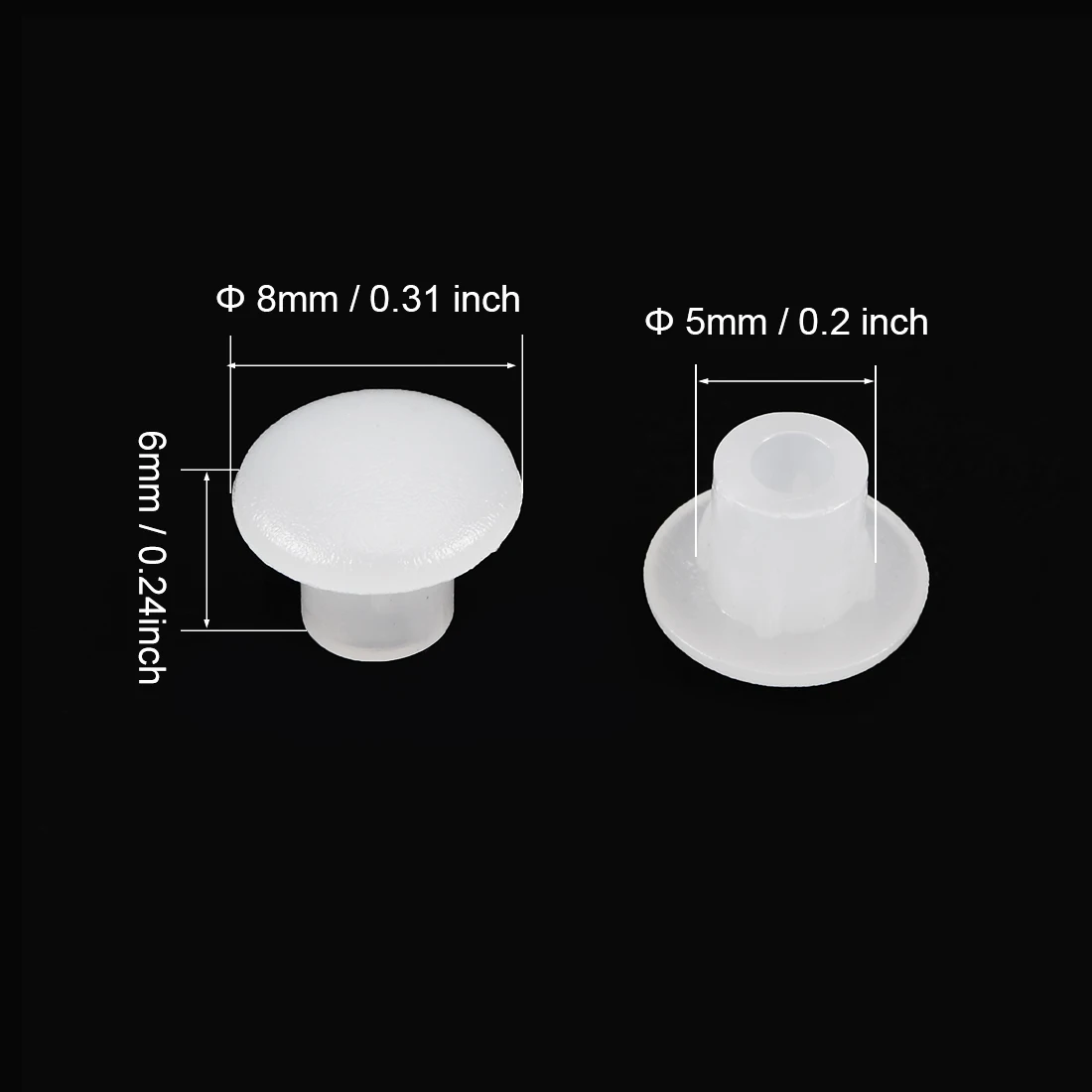 uxcell 50/100/200Pcs Screw Cap Cover 5mm Dia. Plastic Locking Hole Plug Button Top Flush Type for Cabinet Cupboard Shelf