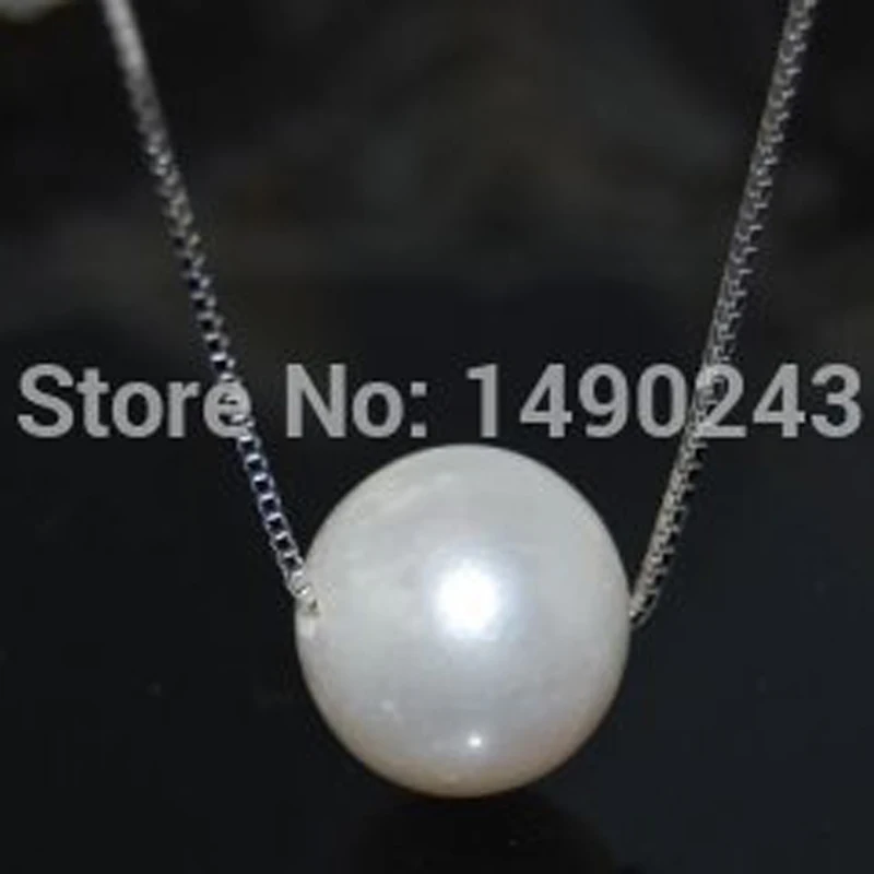 16 inches 9-10mm AAA Natural Round Freshwater Pearl Pendent Necklace Designs with 925 Sterling Silver Chain