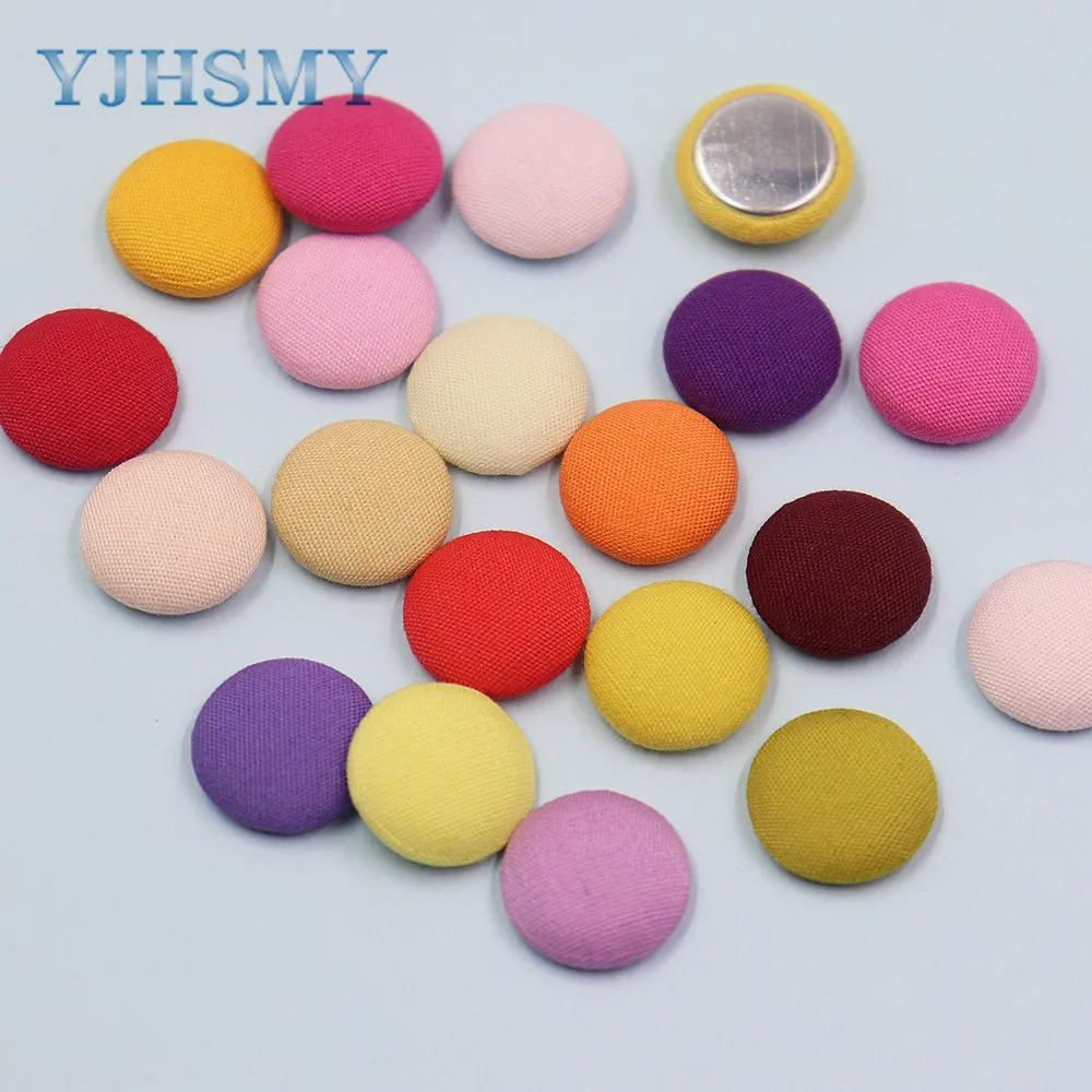 50pcs/lot Flatback Fabric Covered round Buttons Home Garden Crafts Cabochon Scrapbooking DIY Handmade 15mm