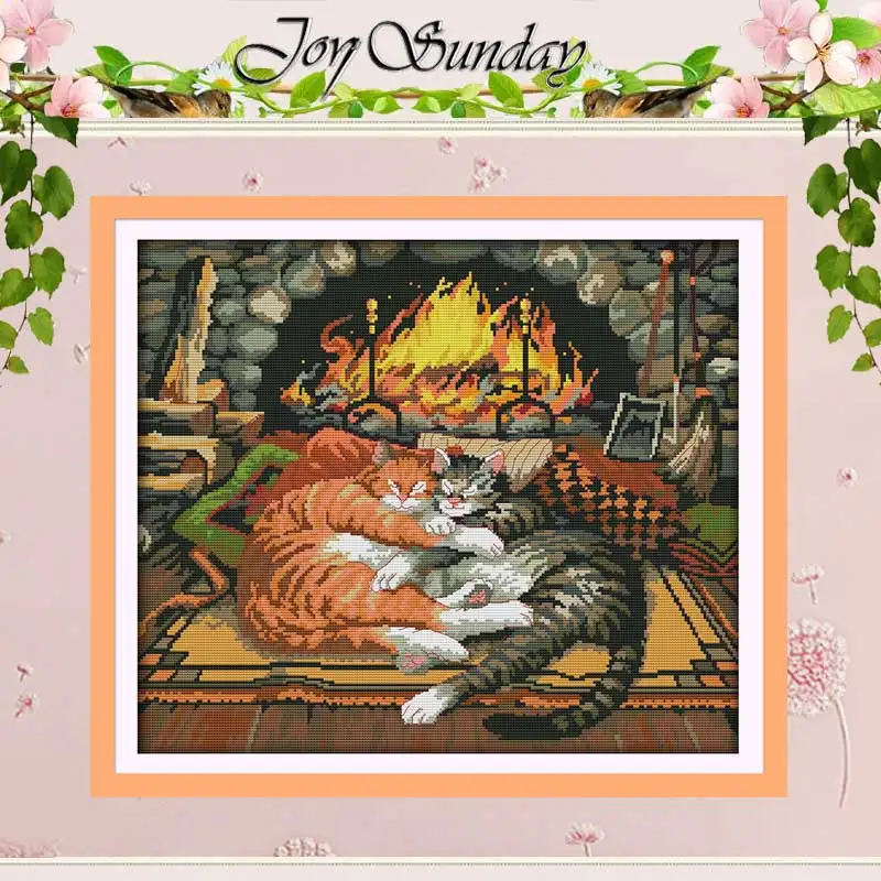 Sleeping Cat Patterns Counted Cross Stitch Set DIY 11CT 14CT 16CT Stamped DMC Cross-stitch Kit Embroidery Needlework Home Decor