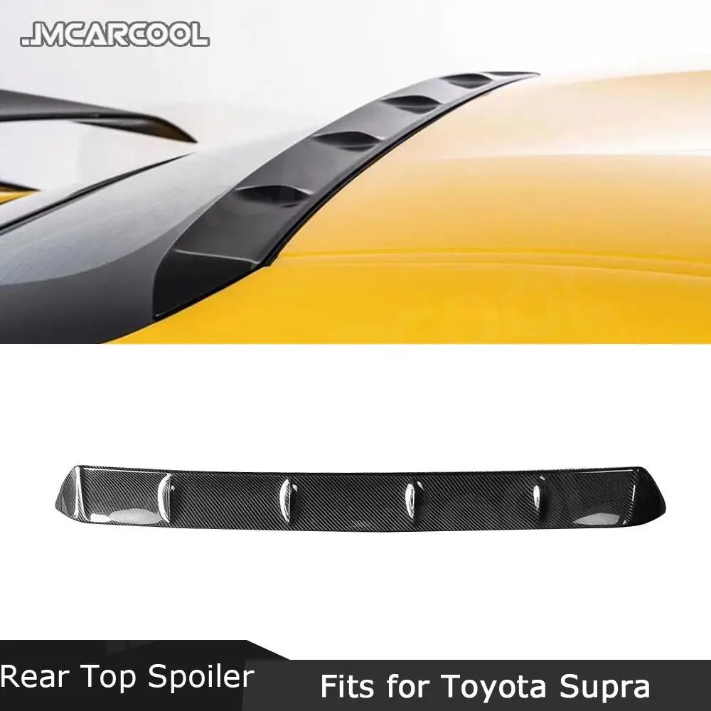 

Carbon fiber Material Rear Roof Top Spoiler Wings Decoration Case For Toyota Supra A Style 2019 2020 Auto Car Styling