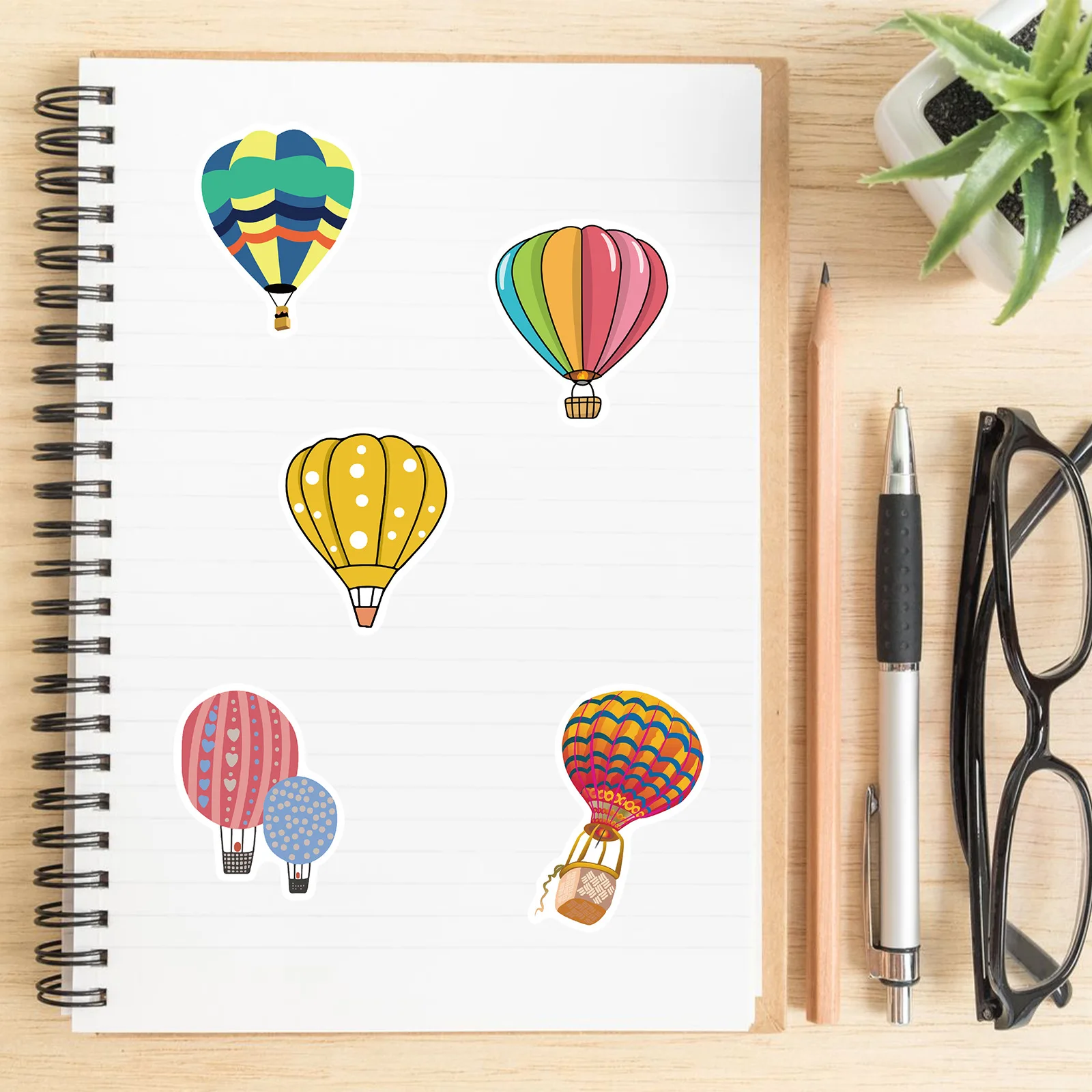 50PCS Cartoon Hot Air Balloon Stickers for Wall Suitcase Skateboard Laptop Luggage Fridge DIY Decal