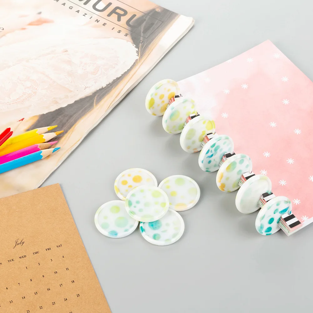 12pcs 35mm Mushroom Hole Notebook Loose-leaf Binding Rings Plastic Binder Lemon Graphic Disc Mushroom Button Plastic Ring