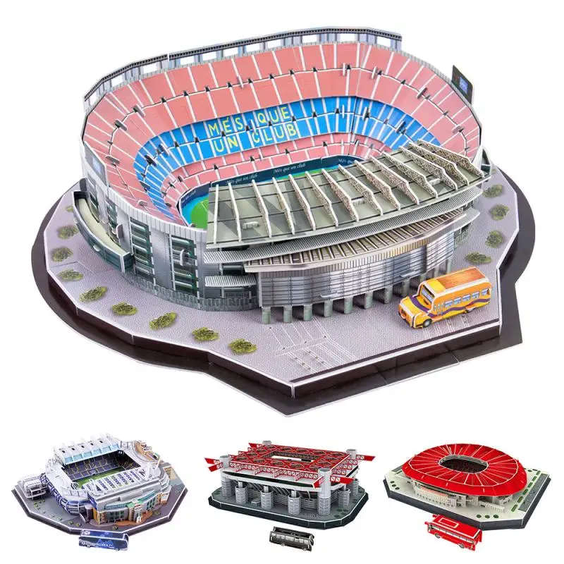 DIY 3D Puzzle Jigsaw Football Stadium Assembly Building Model Playground Soccer Children's Educational Games Toys Patchwork Gift