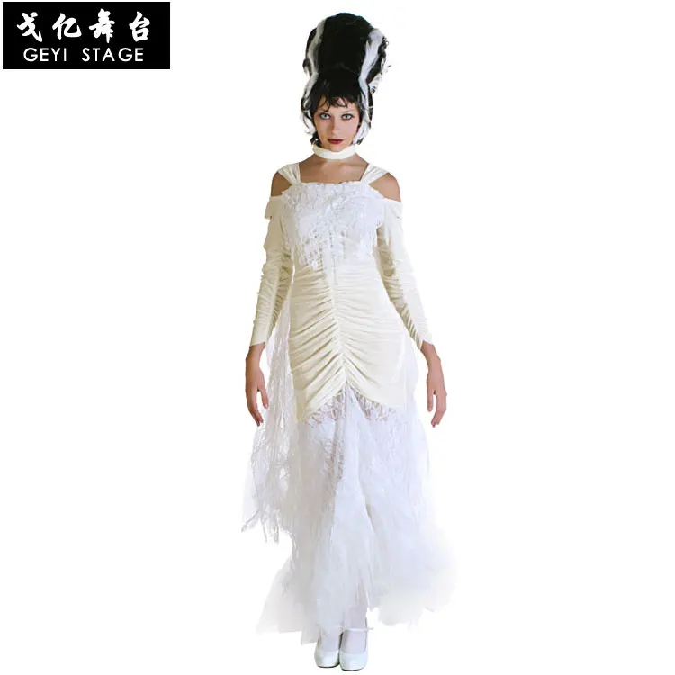 Halloween at the stage cosplay costumes Alice in the country of wonder white queen white witch costume