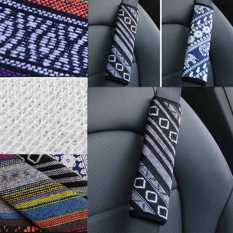 Ethnic Car Seat Belt Shoulders Pads Covers Goods Cushion Warm Short Plush Safety Shoulder Protection Auto Interior Accessories