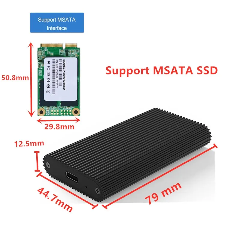 SSD Vỏ Loại C sang Type C Hỗ Trợ 2242/2260/2280/mSATA M.2 Ốp lưng NGFF B Key khe cắm SSD Nhôm Dành Cho Rắn Đĩa