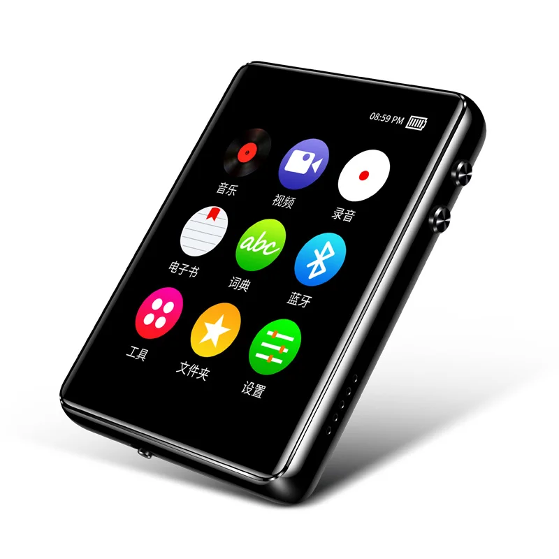 Bluetooth 5.0 mp3 player 2.4inch full touch screen built-in speaker with e-book FM radio voice recorder video playback