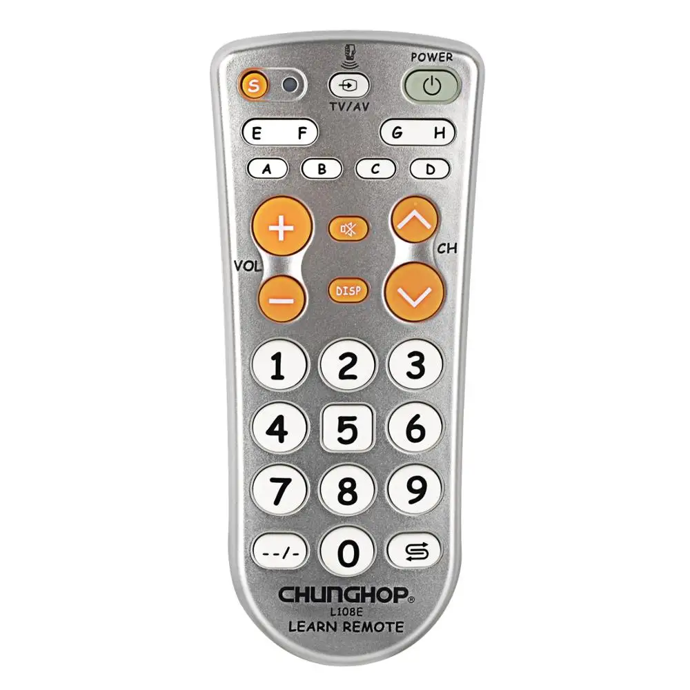 1pcs Combinational Universal Learning Remote Control Controller Chunghop L108E For TV/SAT/DVD/CBL/DVB-T/AUX Big Button Copy