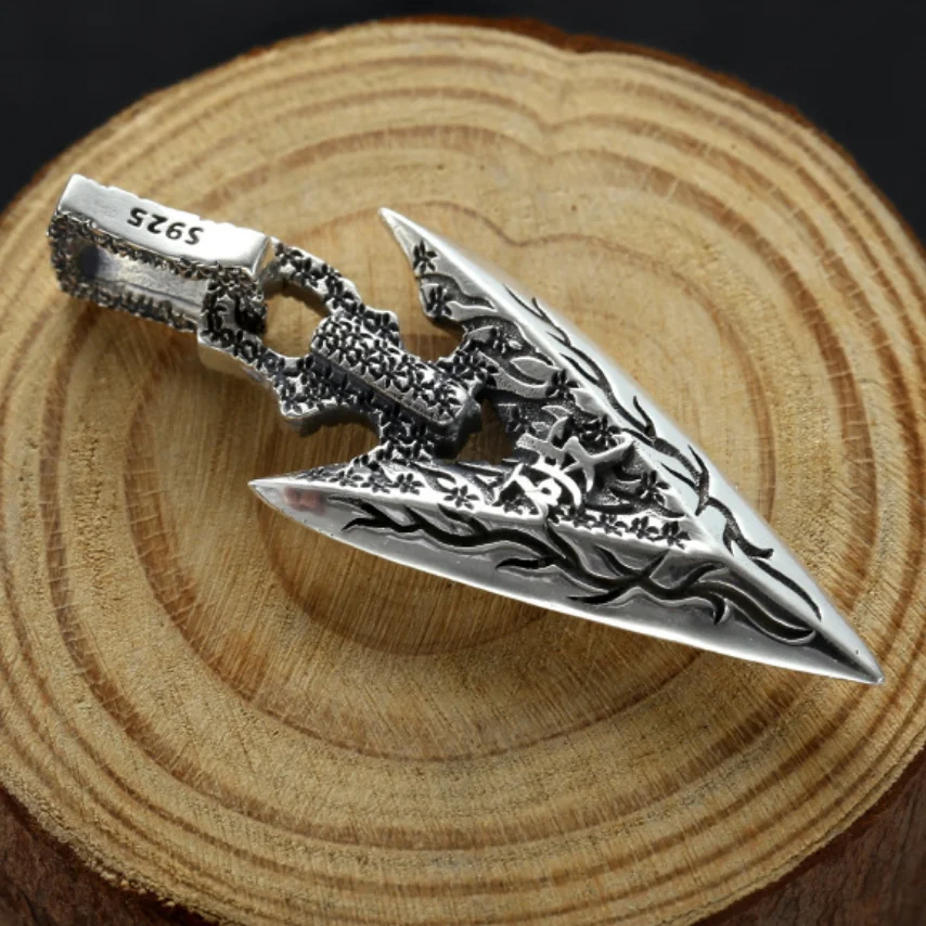 Original Design S925 Sterling Silver Arrowhead Pendant Men Real Silver Tradition Courage Arrow Pendant Male