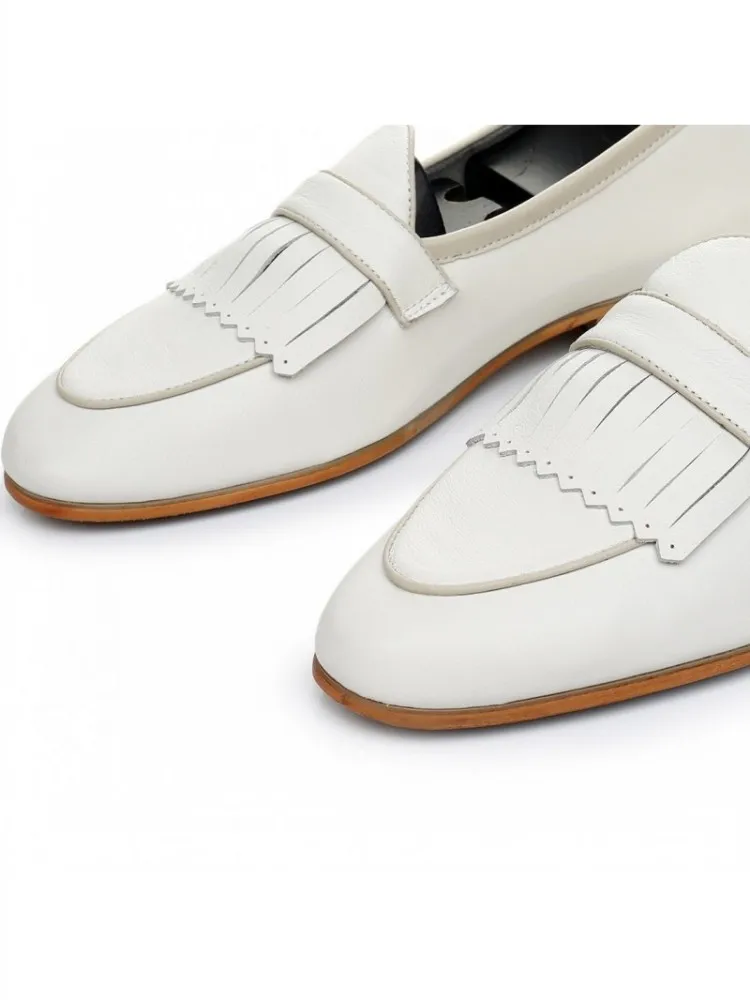 Spring Men Office Work Formal Shoes Slip On Loafers White Moccasin Gommino Wedding Vintage Tassels Genuine Leather Dress Shoes