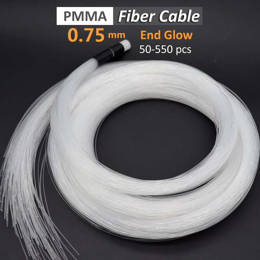 0.75mm End Glow Pmma Plastic Fiber Opitc Cable for Led Light Engine Driver Home Star Ceiliing Light