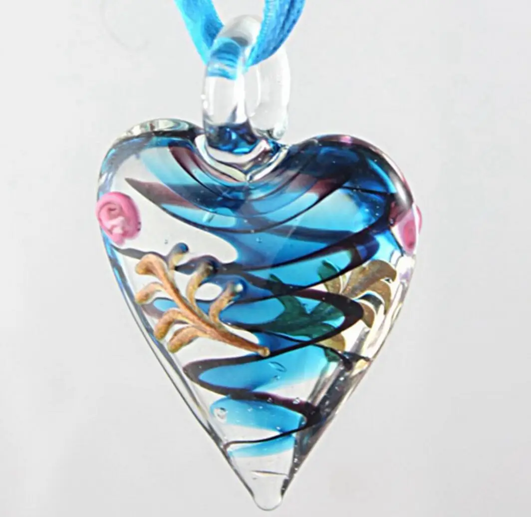New Handmade Murano Lampwork Glass LiuLi Heart Pendant 30*35MM Fit Necklace Jewelry Gifts LL76