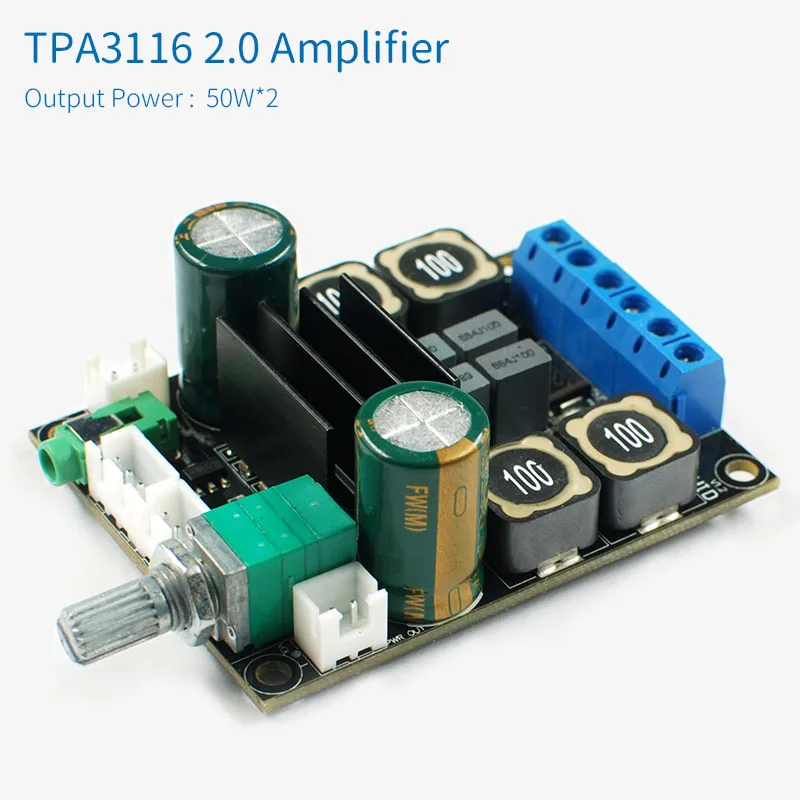 Unisian tpa3116 2.0アンプボードtpa3116d2ホームオーディオアンプシステム用デュアルチャンネルクラスdデジタルオーディオパワーアンプ