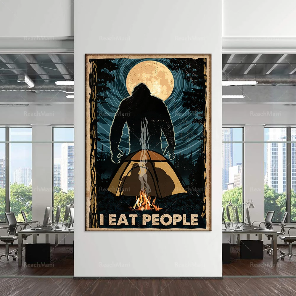 Sasquatch Bigfoot Poster Camping Lovers Campers Life Home Decoration Wall Art Poster