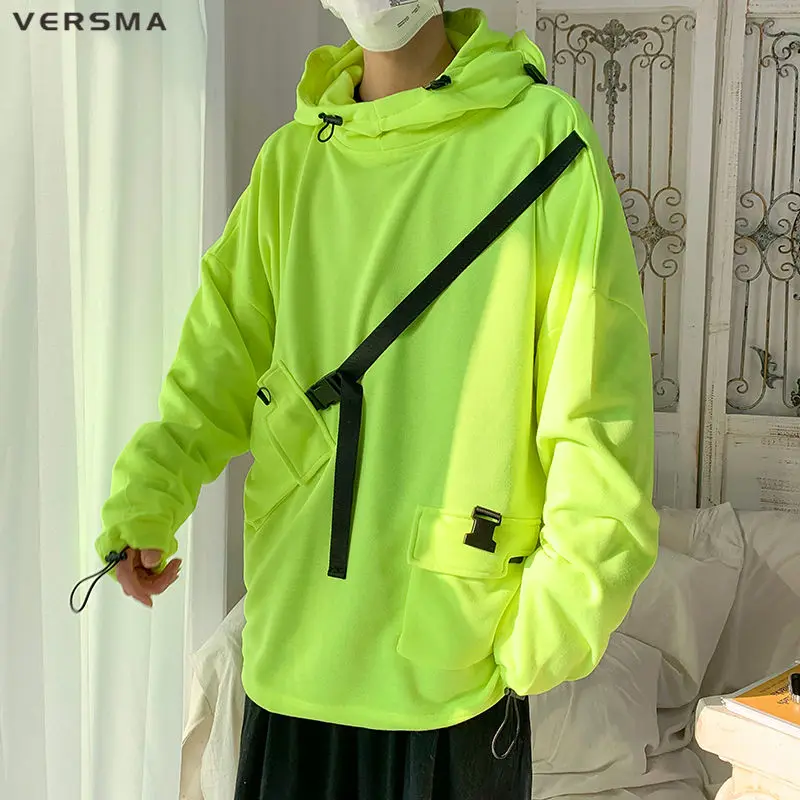 

VERSMA Korean Ulzzang Ribbon Design Hoodie Sweatshirt Men Women Punk Oversize Streetwear Men Couple Sweatshirts 4XL Dropshipping