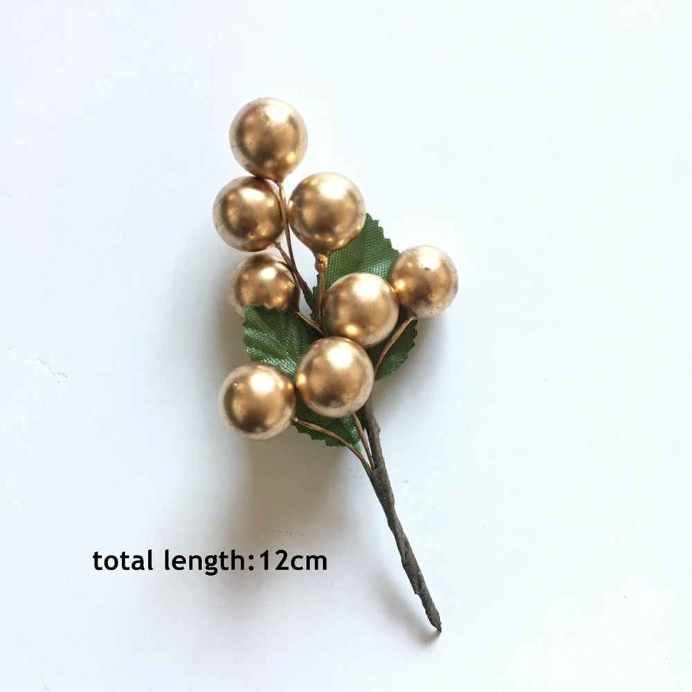 5/10/12Pcs Mini Künstliche Blume Obst Staubblätter Kirsche Weihnachten Kunststoff Perle Beeren für Hochzeit DIY Geschenk box Dekoriert Kranz – Detail 7