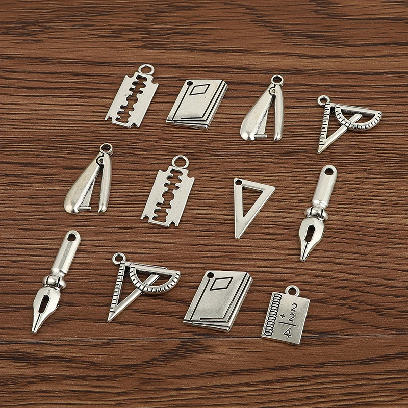 10pcs Charms Learn Stationery Ruler Silver Color Pendant For DIY Making Necklace Bracelet Jewelry Supplies