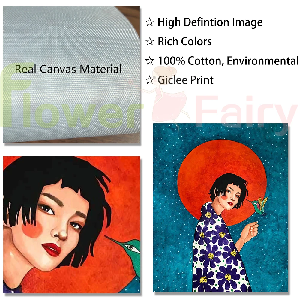 Abstract Colorful Girl Wall Art Canvas Painting Nordic Poster Flower Hair Cuadros Wall Pictures For Living Room Vintage Unframed