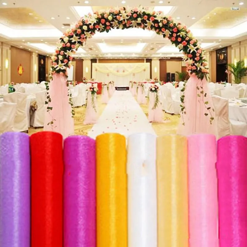 29 Colors Ribbon Roll Organza Tulle Yarn Chair Covers Accessories For Wedding Backdrop Curtain Dertain Decorations Supplies 30m