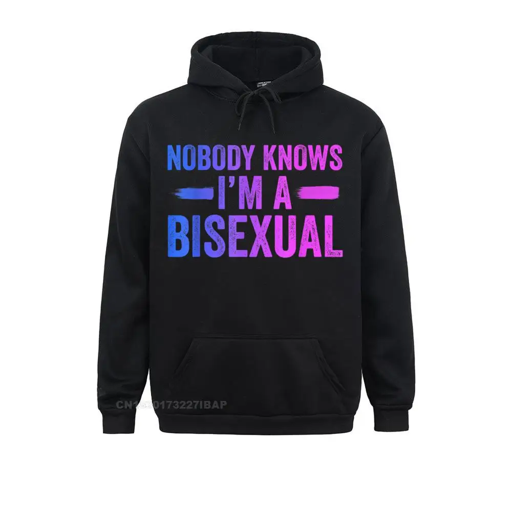 Nobody Knows I'm A Bisexual Funny LGBT Equality Pride Humor Hoodies for Men Vintage Sweatshirts Birthday Fashion Hoods