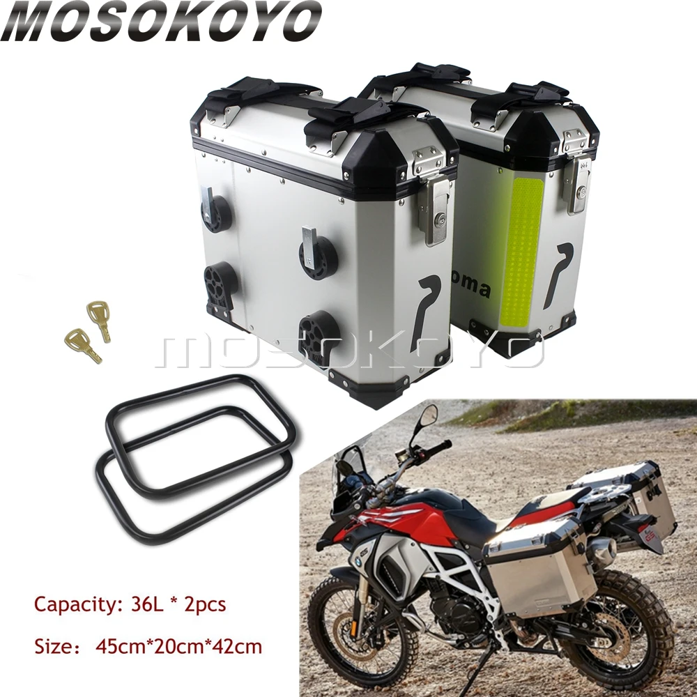 

2PCS*36L Motorcycle Side Case Boxes Universal Cargo Luggage Pannier Sidecases For Honda Suzuki BMW R1200 F800 F650 GS