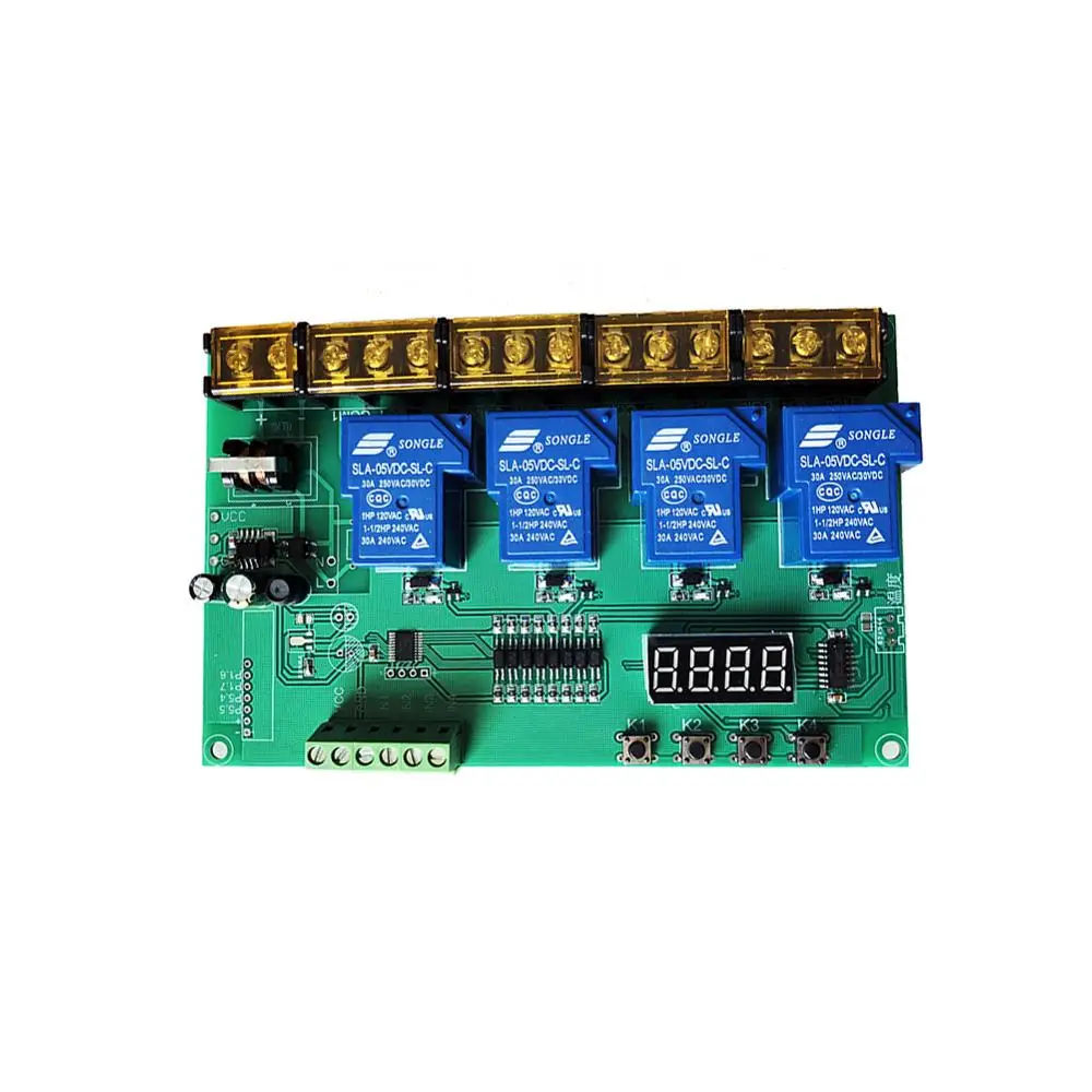 Taidacent 30A 4 Ch High Power Relay Switch Dual Motor Control Timer Relay Self-locking Interlock Cycle Programmable Relay Module